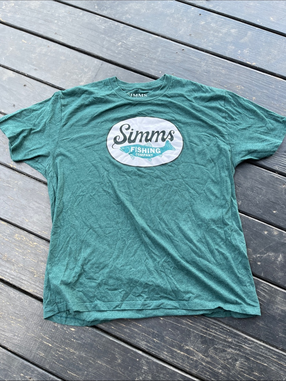Simms Men's Teal Green Logo Short Sleeve Tee